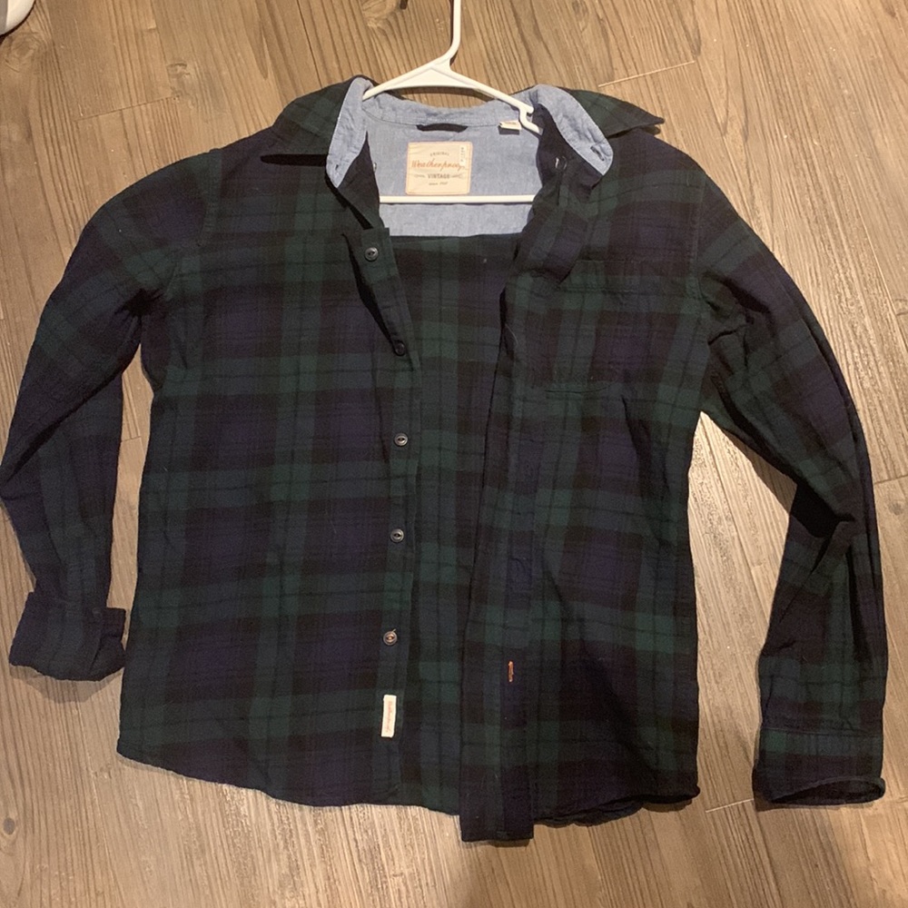 Blue and green plaid flannel